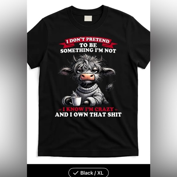 Tops - Black Graphic  funny T-Shirt XL